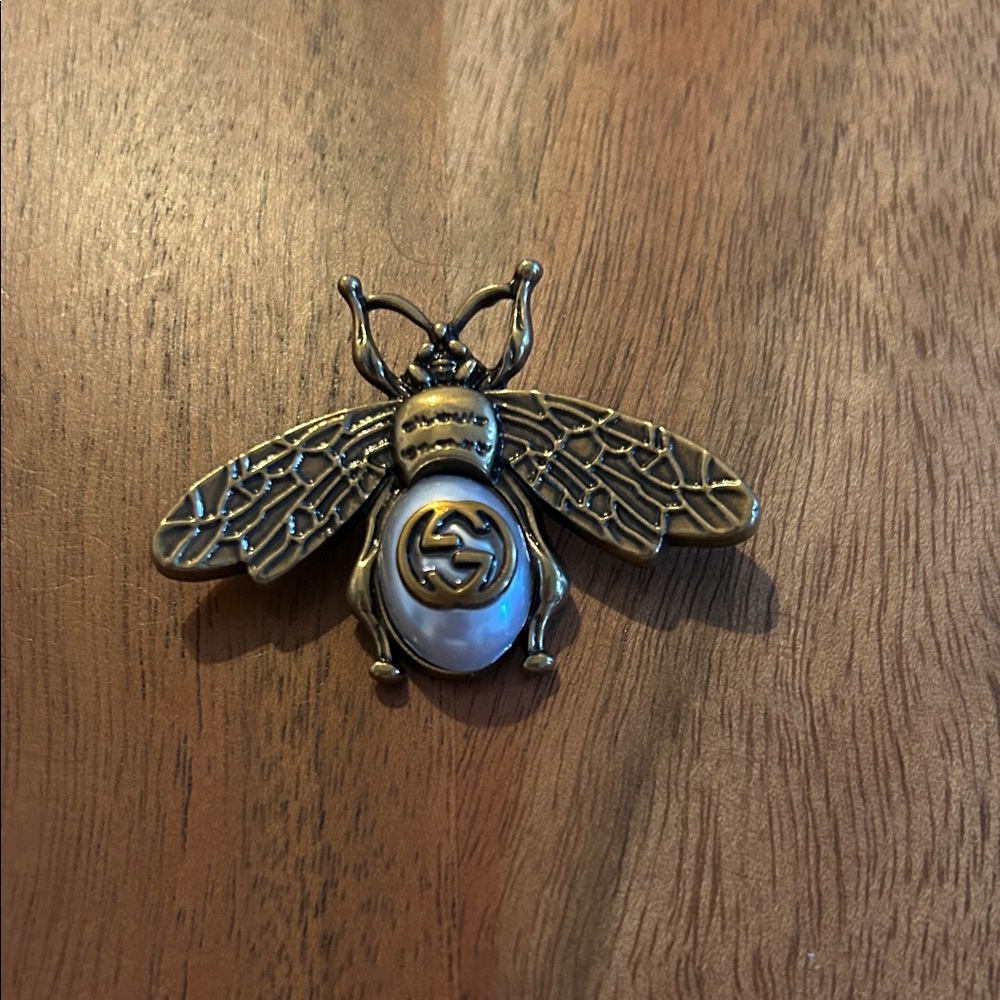 Gold and White Insect Brooch